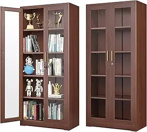 Glass Display Cabinet With Led Lights White Curio 66