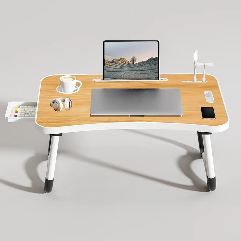 Foldable Laptop Desk With USB Light Small Fan Cup Holder