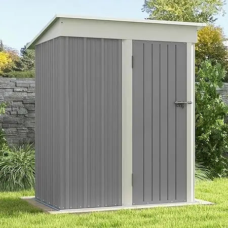5x3 Ft Outdoor Metal Storage Shed With Sloped Roof Brown