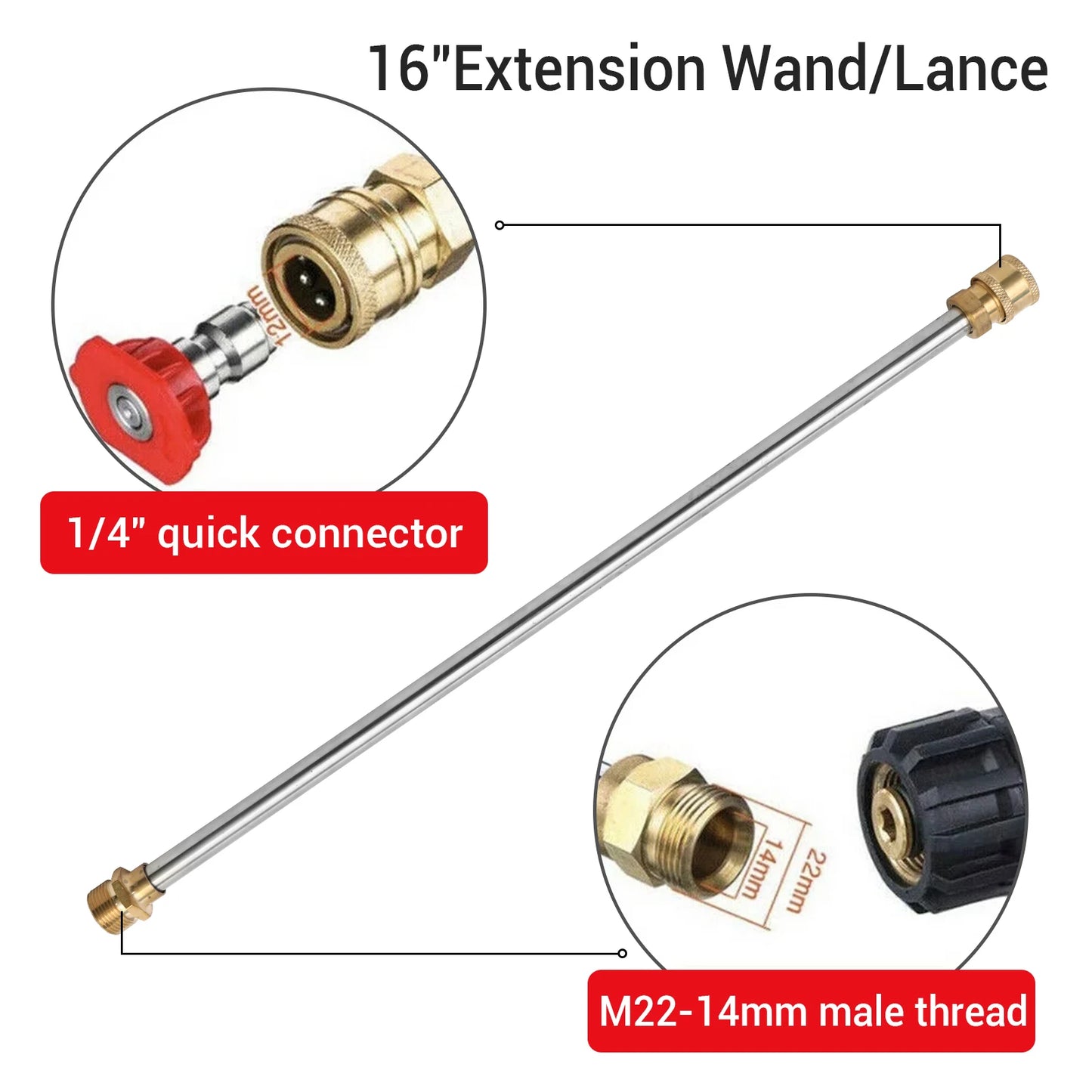 High Pressure Washer Gun 4000 PSI Spray Lance With Nozzles