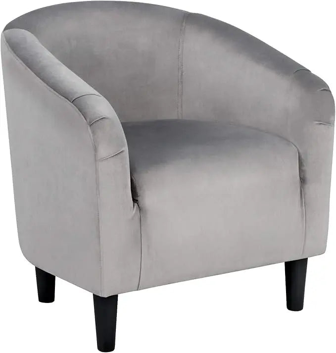 Living Room Chair, Velvet Accent Upholstered Barrel Sitting Chair with Armrest and Low Back for Bedroom