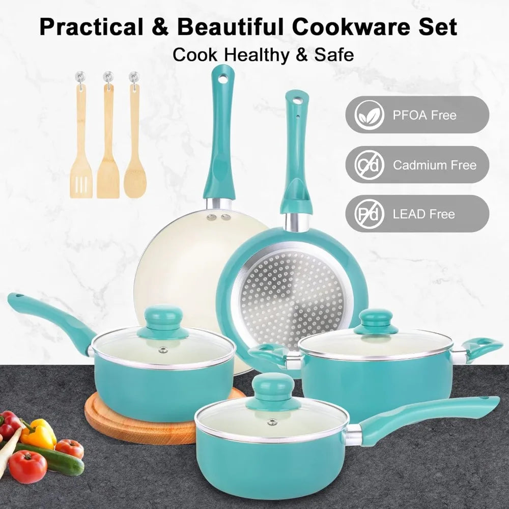 Nonstick Ceramic 11 Piece Cookware Set Induction Compatible