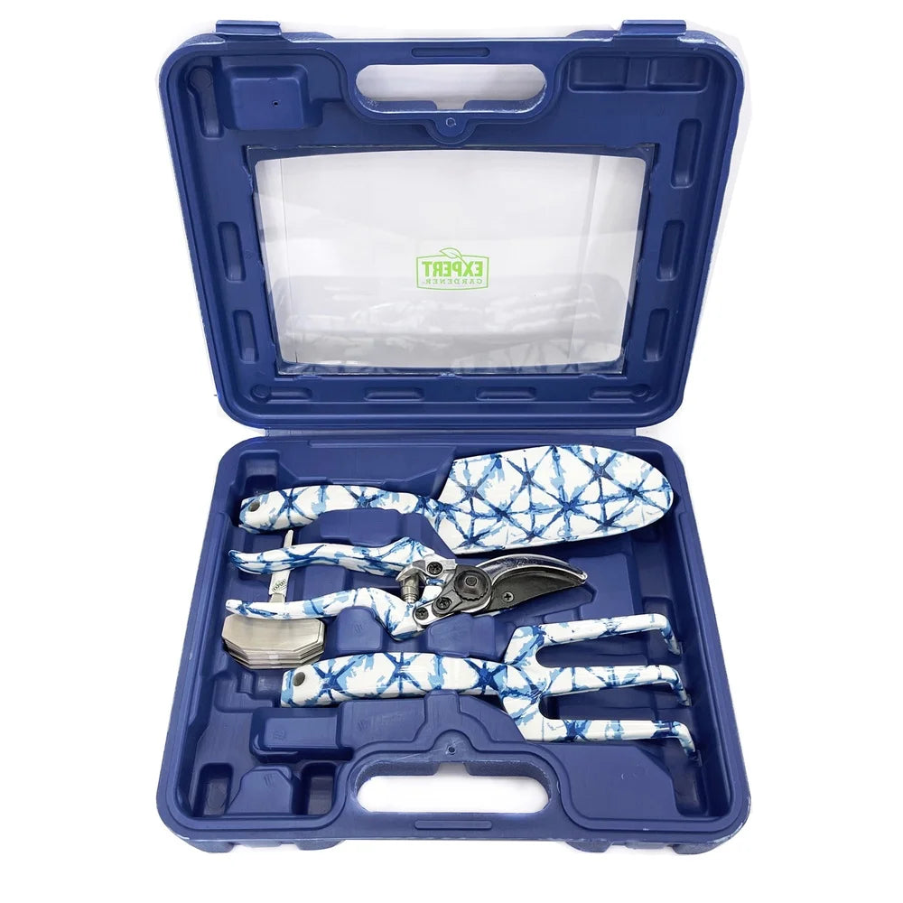 Shibori Gardening Tool Set 23 Pieces Durable Rust-Proof Aluminum Trowel Cultivator Pruner Plant Markers Carry Case
