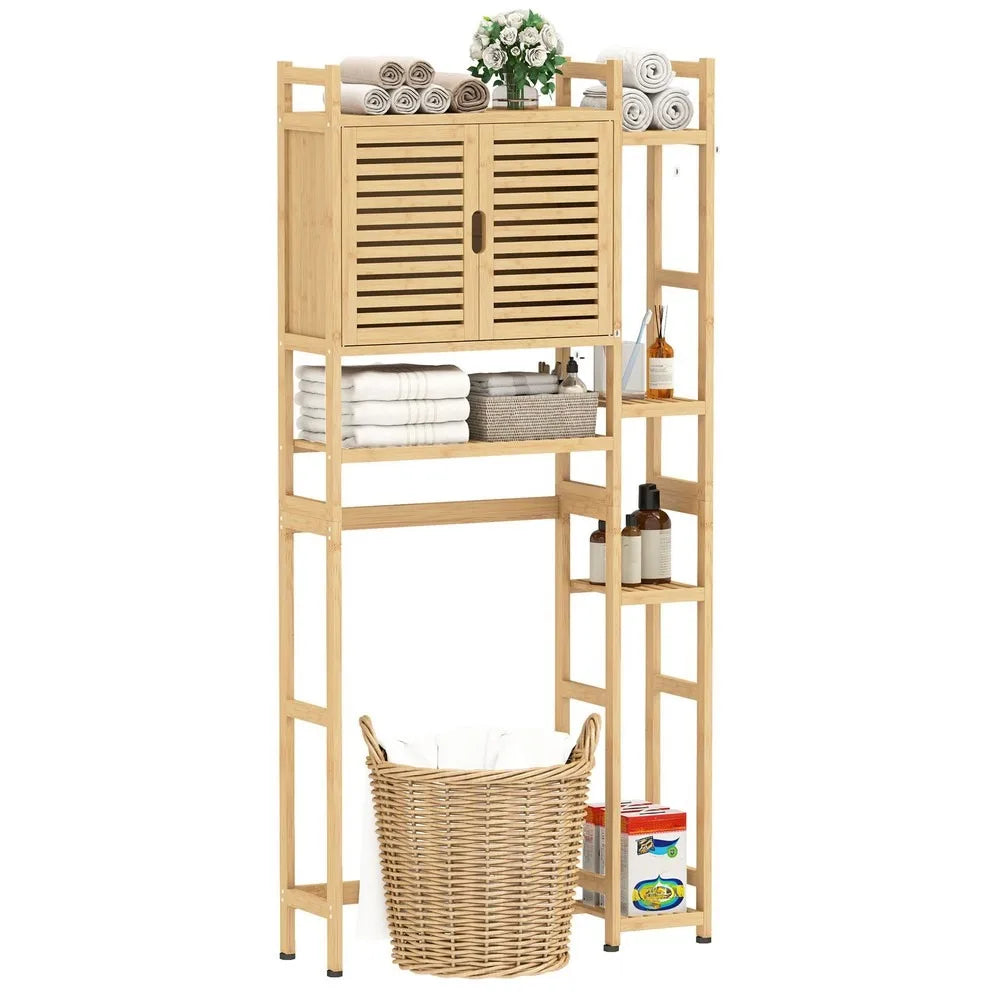 Bamboo Over The Toilet Bathroom Cabinet Storage Rack Space Saver 4 Tier Shelves