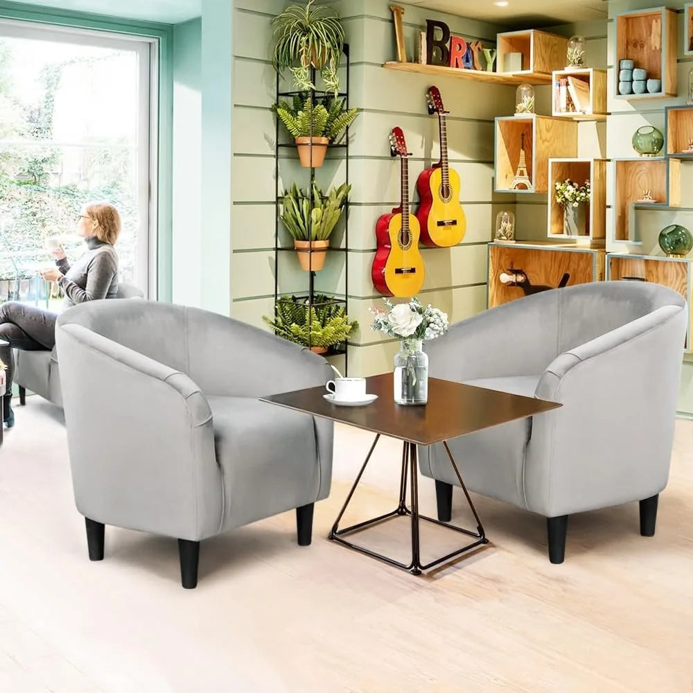 Living Room Chair, Velvet Accent Upholstered Barrel Sitting Chair with Armrest and Low Back for Bedroom