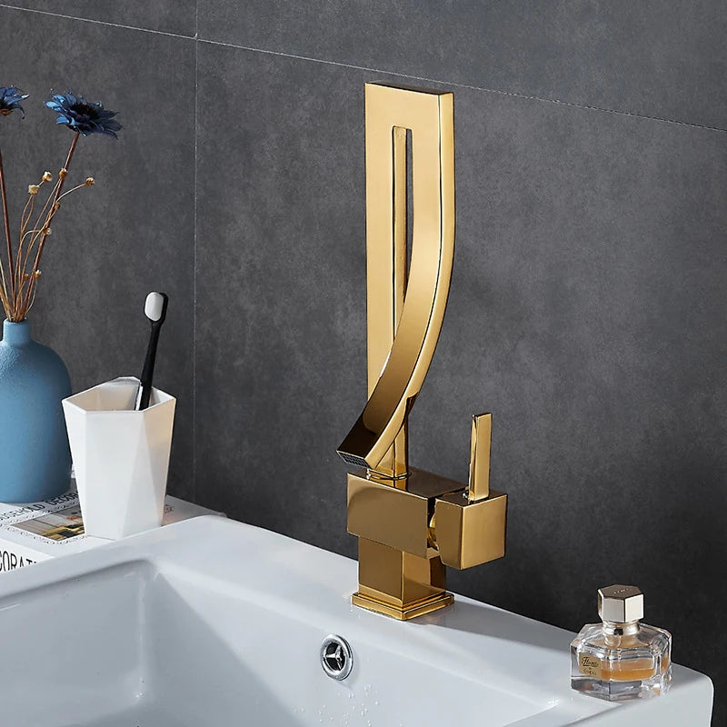 Wanmivezlo Brass Deck Mounted Waterfall Basin Faucet