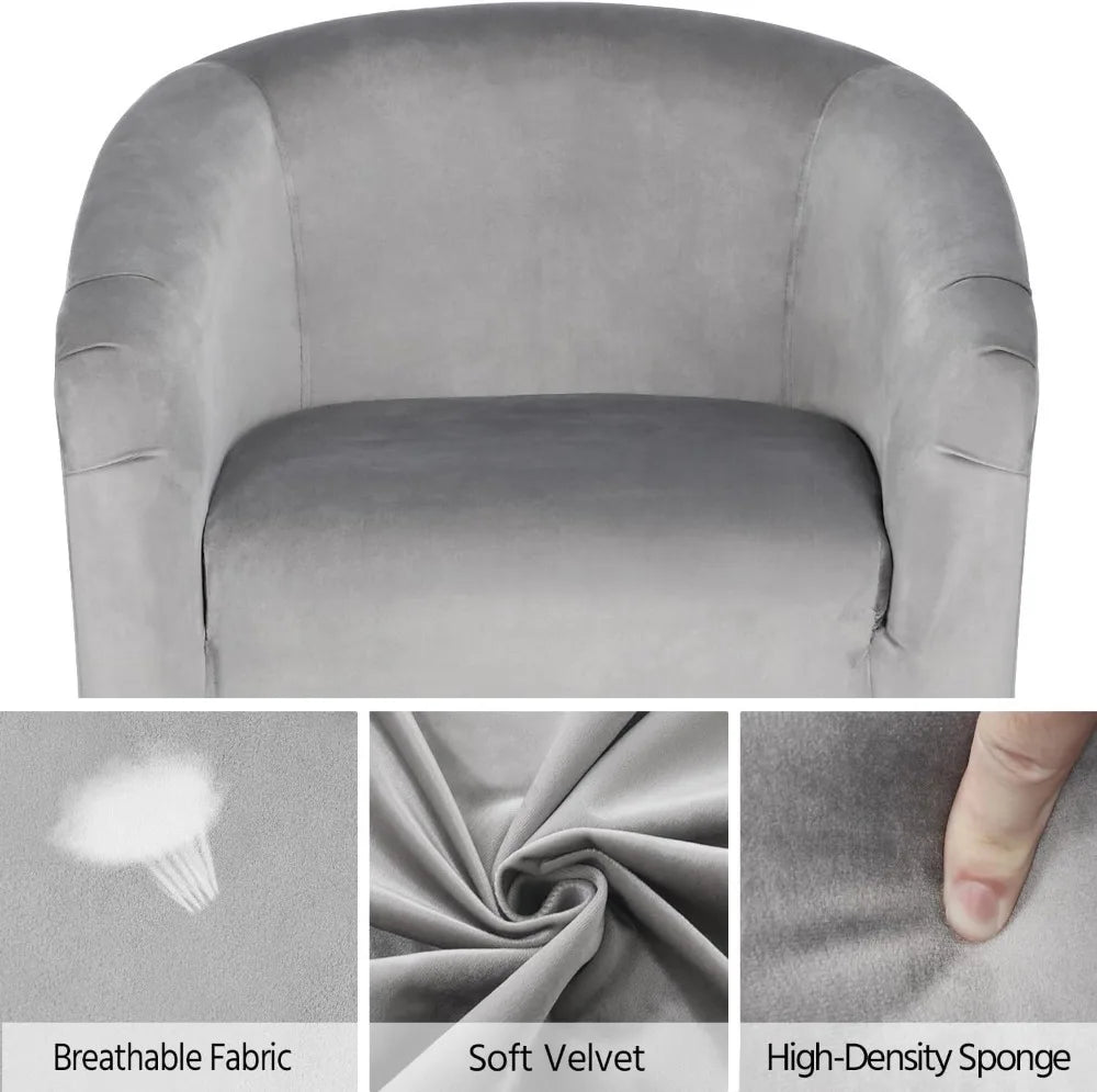 Living Room Chair, Velvet Accent Upholstered Barrel Sitting Chair with Armrest and Low Back for Bedroom