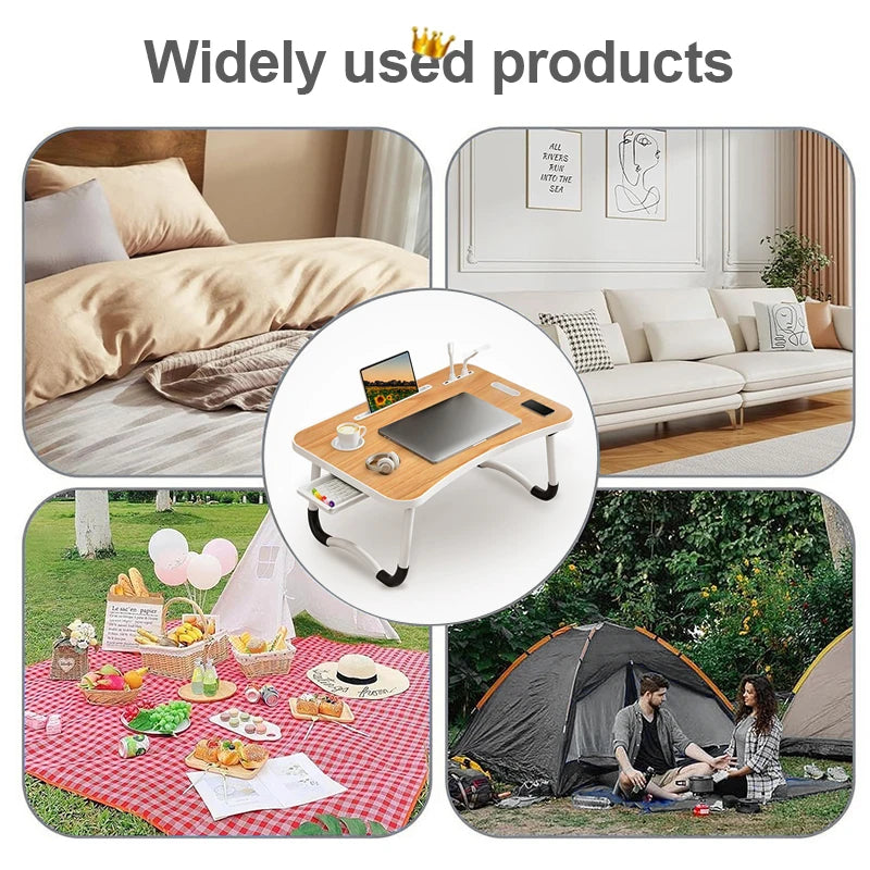 Foldable Laptop Desk With USB Light Small Fan Cup Holder