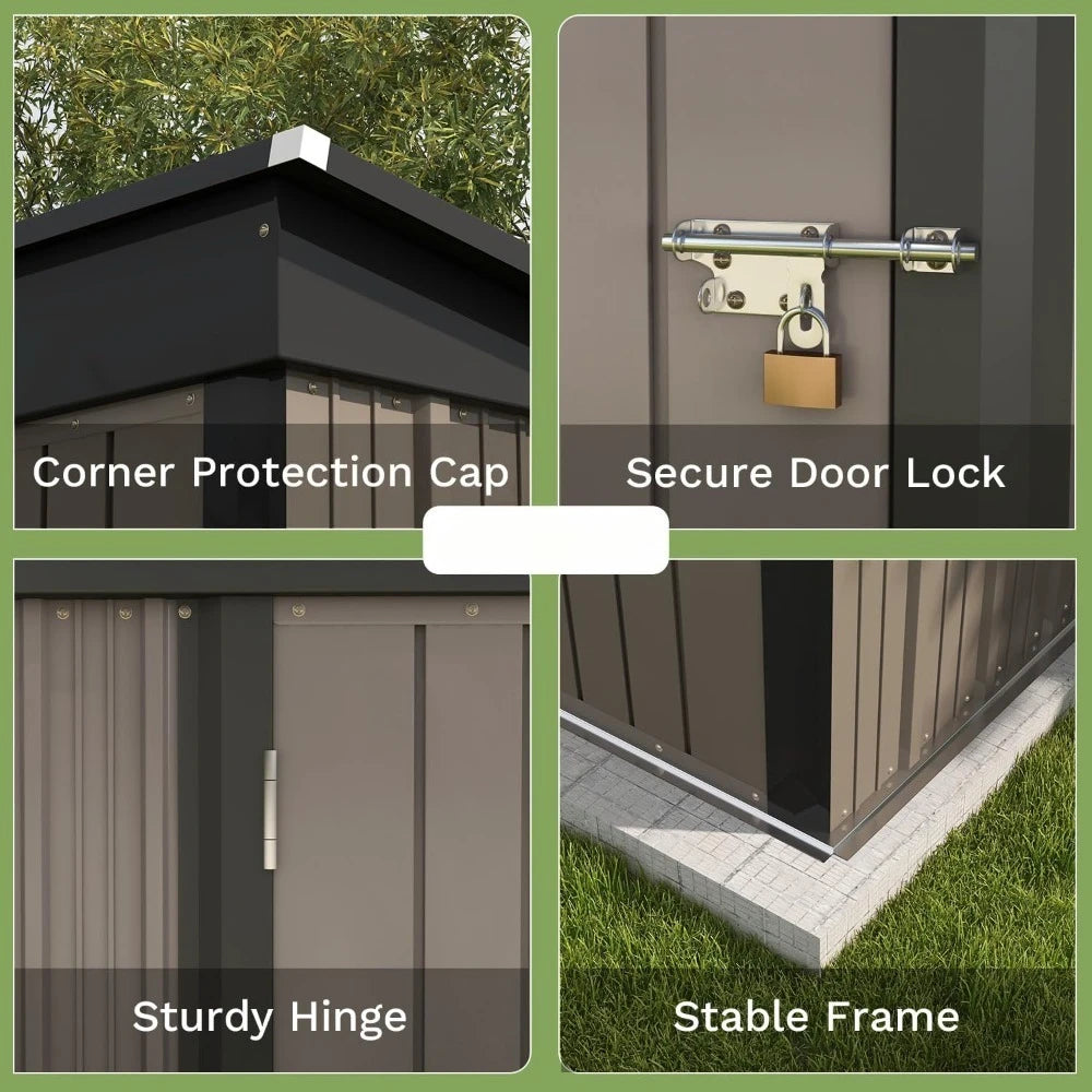 5x3 Ft Outdoor Metal Storage Shed With Sloped Roof Brown
