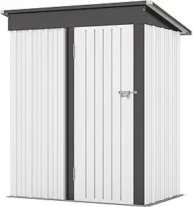 5x3 Ft Outdoor Metal Storage Shed With Sloped Roof Brown