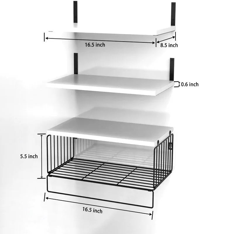 Triple Tier Wall Mounted Floating Shelves Wood Bathroom