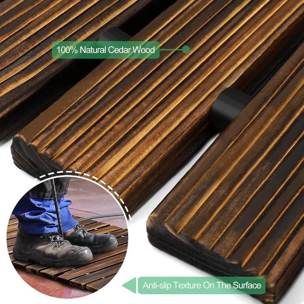 RELIANCER 8' Wooden Garden Pathway,Outdoor Roll Out Cedar Straight Walkway,Patio Path Decorative Garden Boardwalk Walkways,Weath