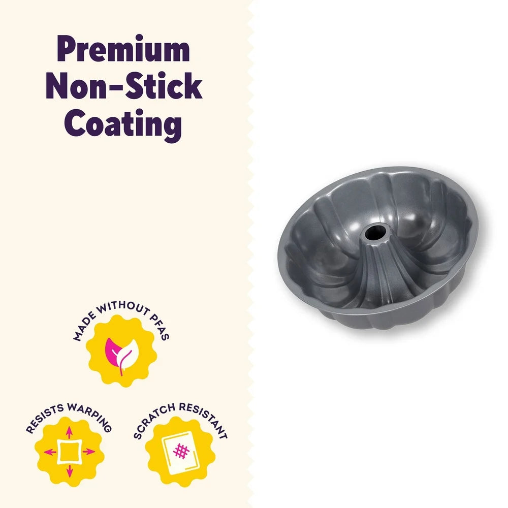 Non Stick Bundt Pan 6Inch Fluted Tube Oven Safe 450F