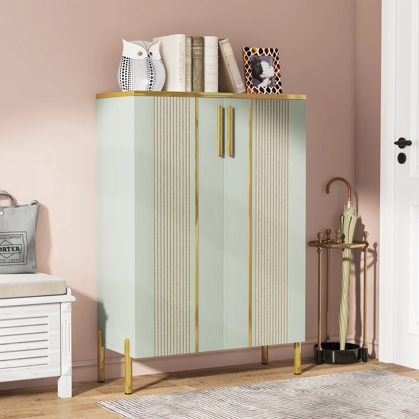 Tribesigns 6 Tier Shoe Cabinet Doors And Adjustable Shelves
