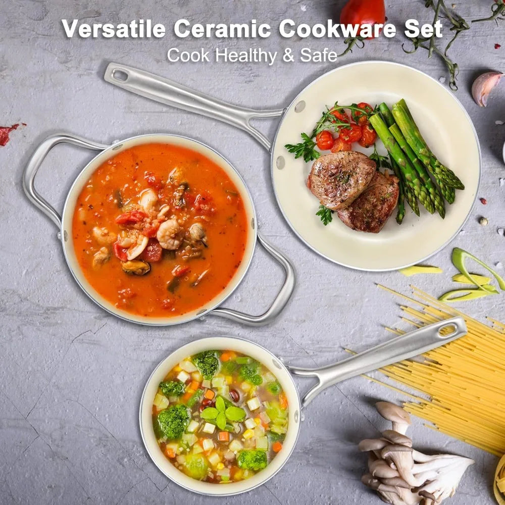 RBXC 7 Piece Ceramic Nonstick Cookware Set Induction Compatible