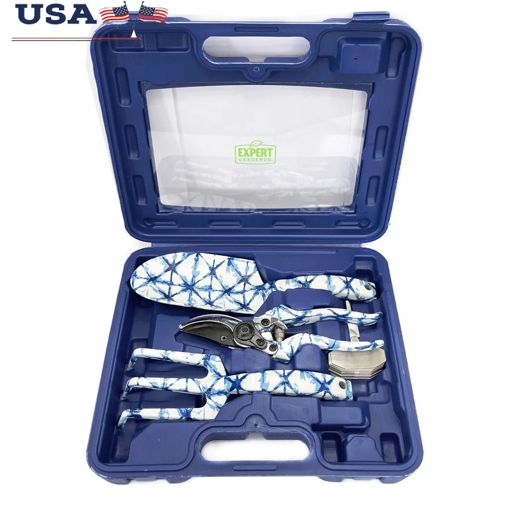 Shibori Gardening Tool Set 23 Pieces Durable Rust-Proof Aluminum Trowel Cultivator Pruner Plant Markers Carry Case