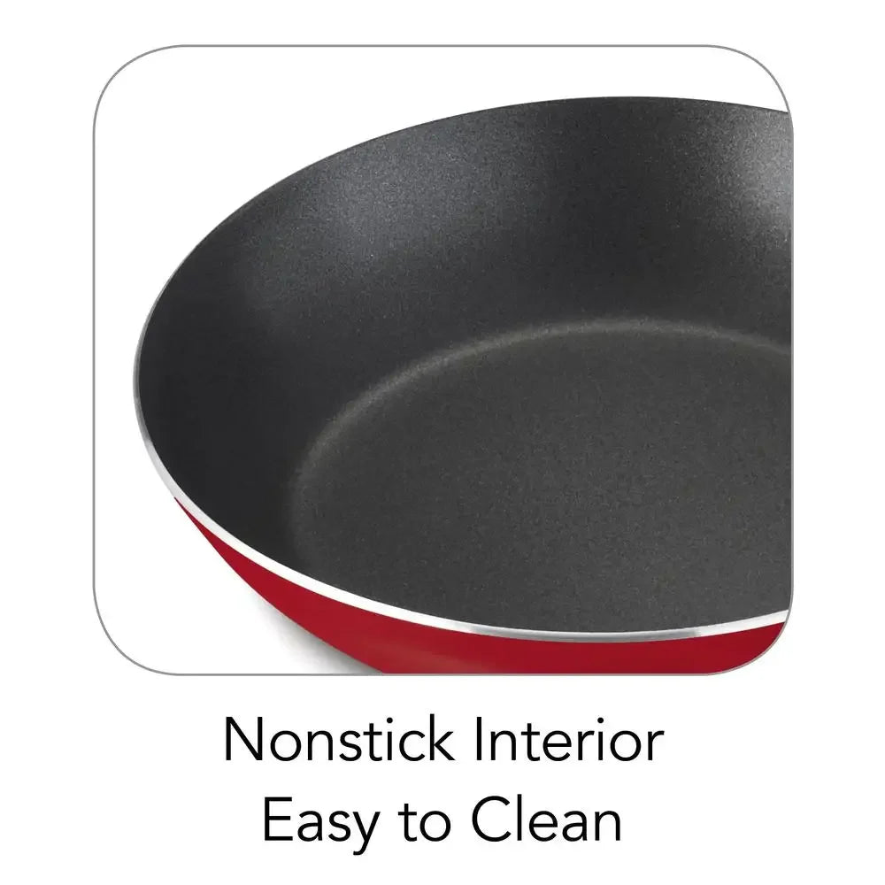 Red 9 Piece Nonstick Cookware Set With Tempered Glass Lids