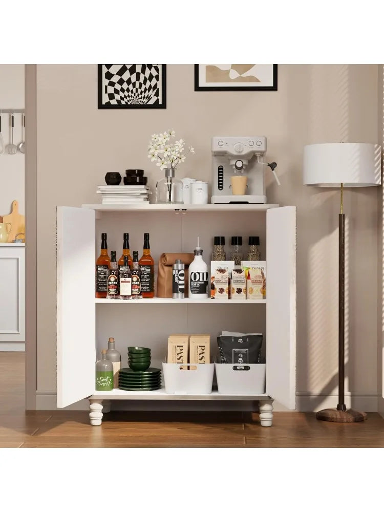 32 Sideboard Buffet Cabinet With Storage And Magnetic Doors