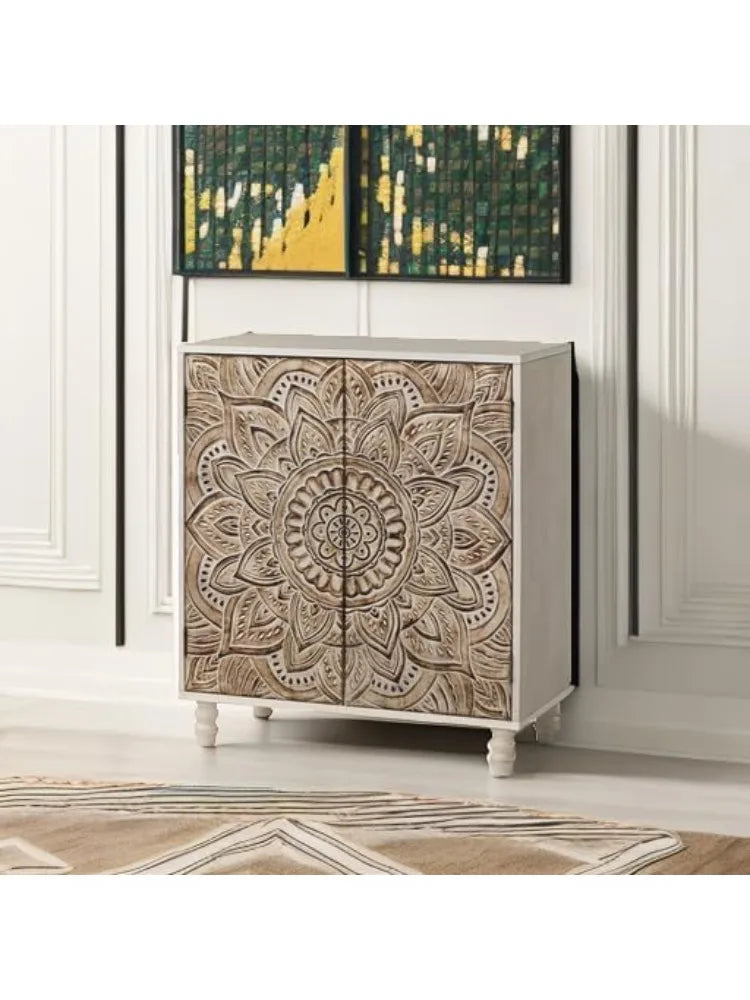 32 Sideboard Buffet Cabinet With Storage And Magnetic Doors