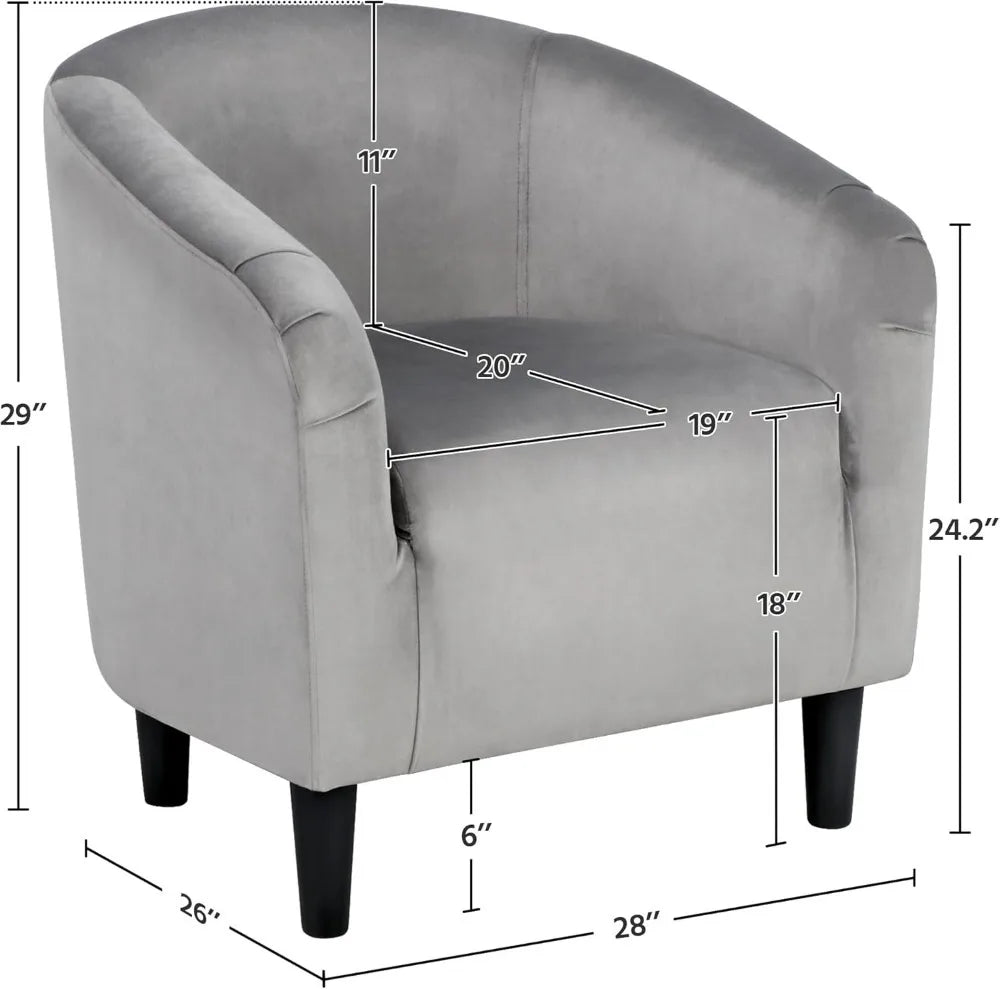 Living Room Chair, Velvet Accent Upholstered Barrel Sitting Chair with Armrest and Low Back for Bedroom