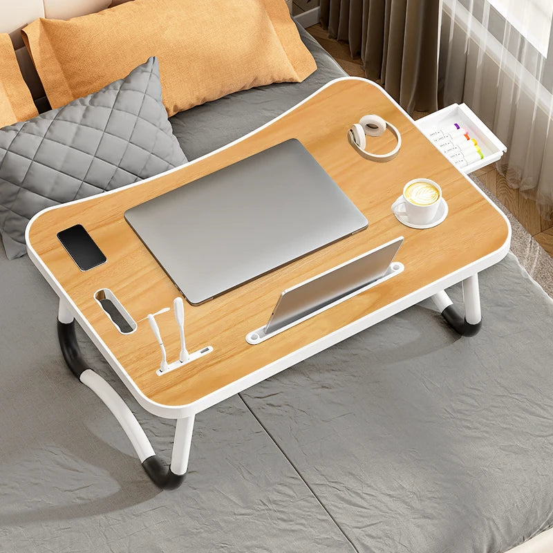Foldable Laptop Desk With USB Light Small Fan Cup Holder