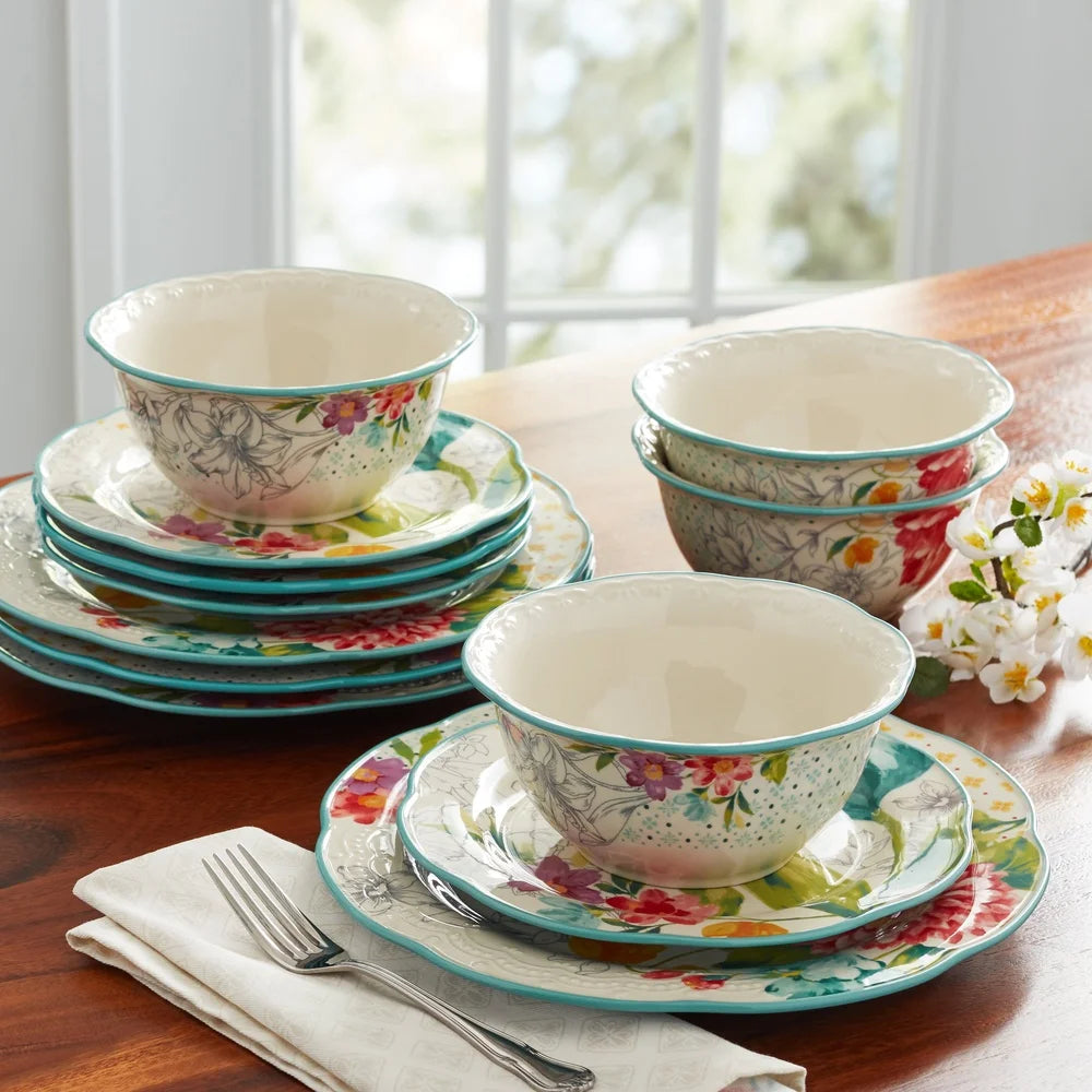 Blooming Bouquet Stoneware Dinnerware Set Floral Pattern