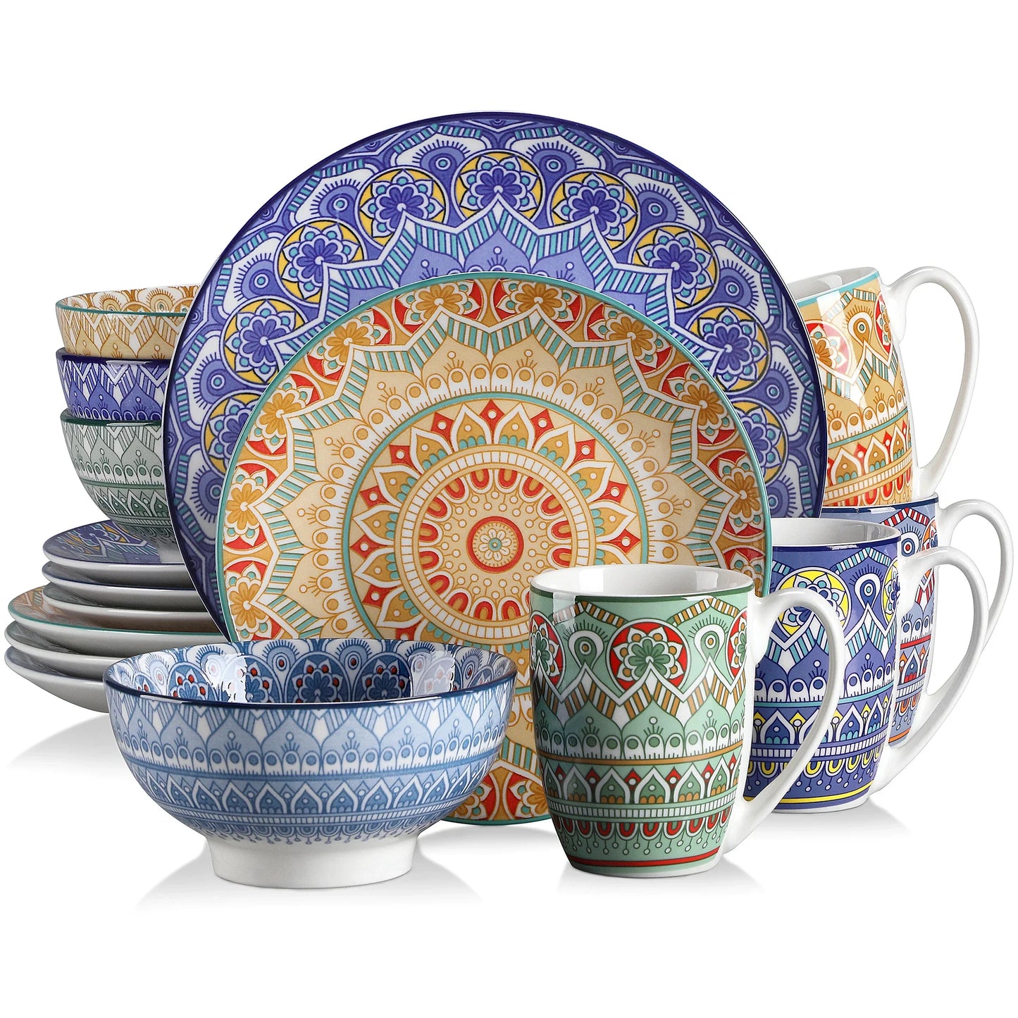 Vancasso Bohemian Mandala Ceramic Dinnerware Set 16 Piece