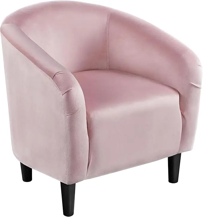 Living Room Chair, Velvet Accent Upholstered Barrel Sitting Chair with Armrest and Low Back for Bedroom
