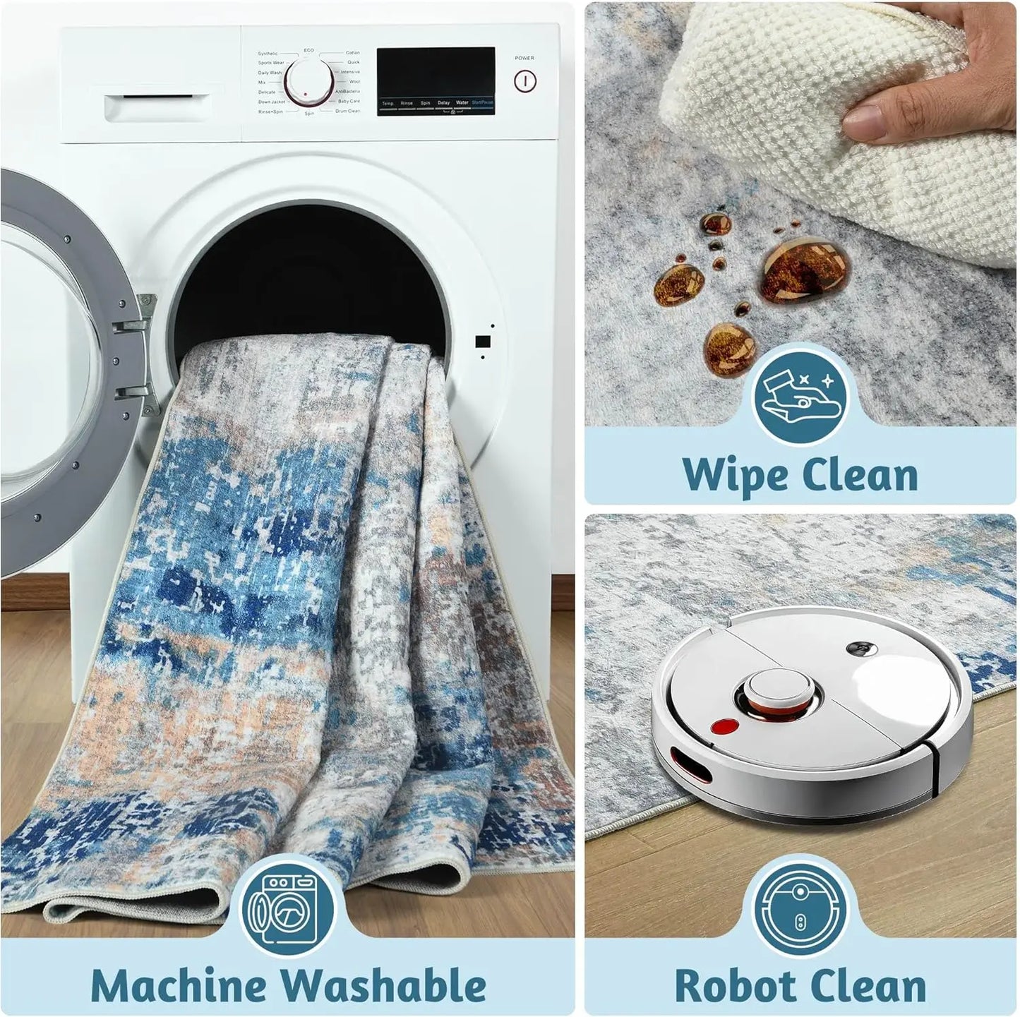 Living Area Rug Modern Abstract Non Slip Machine Washable