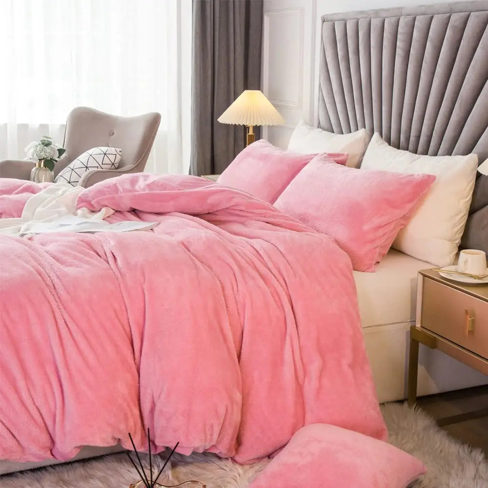 Velvet Shaggy Duvet Cover Set Ultra Soft Bedding 2pc 3pc