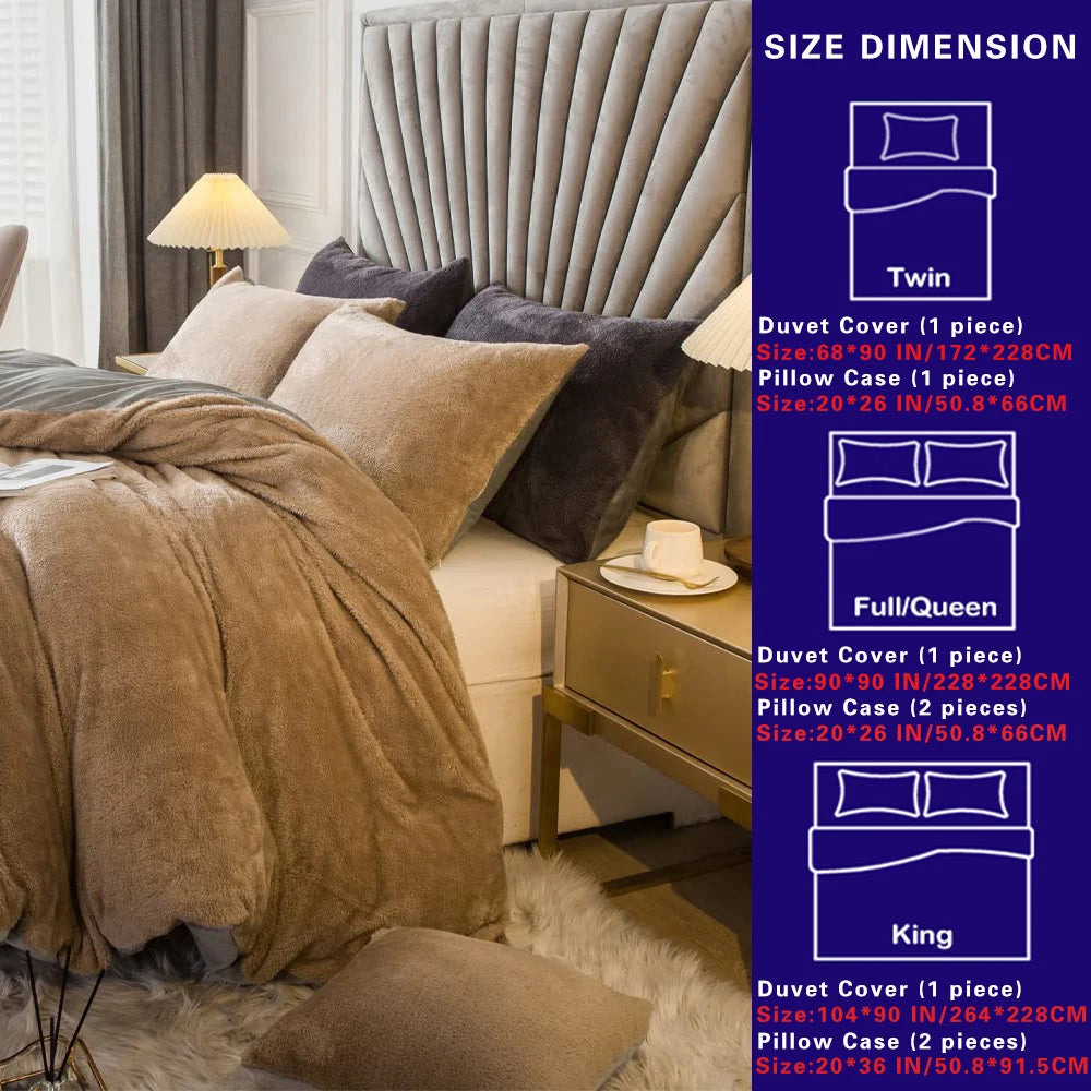 Velvet Shaggy Duvet Cover Set Ultra Soft Bedding 2pc 3pc