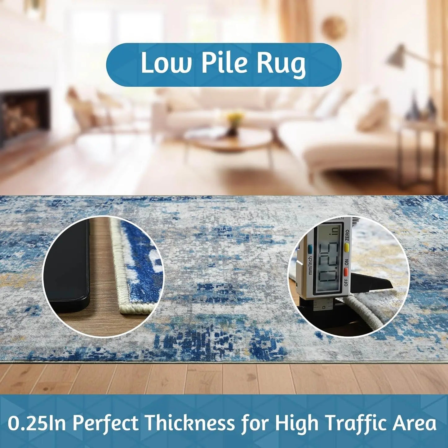 Living Area Rug Modern Abstract Non Slip Machine Washable