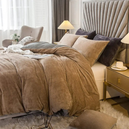 Velvet Shaggy Duvet Cover Set Ultra Soft Bedding 2pc 3pc