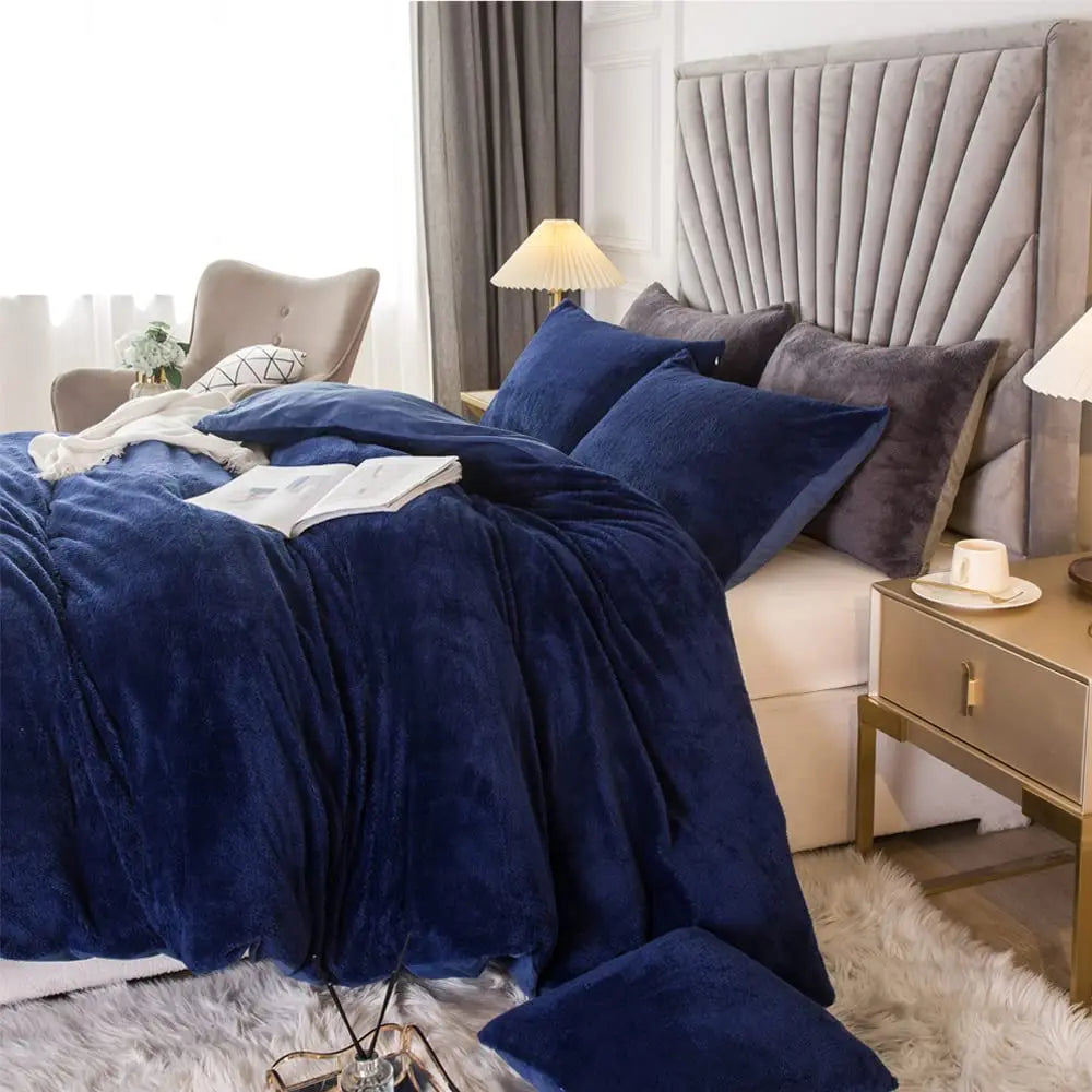 Velvet Shaggy Duvet Cover Set Ultra Soft Bedding 2pc 3pc