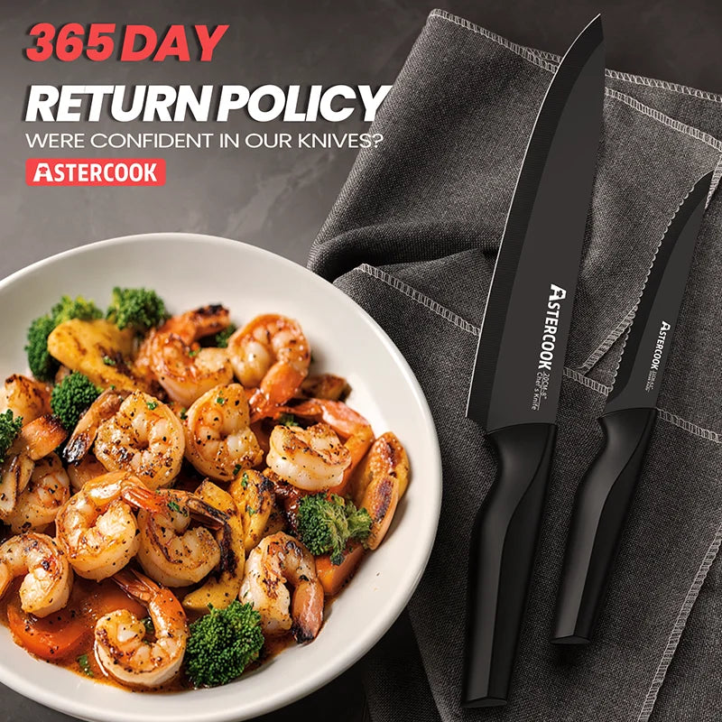 Astercook 15 Piece Knife Set With Built In Sharpener Block