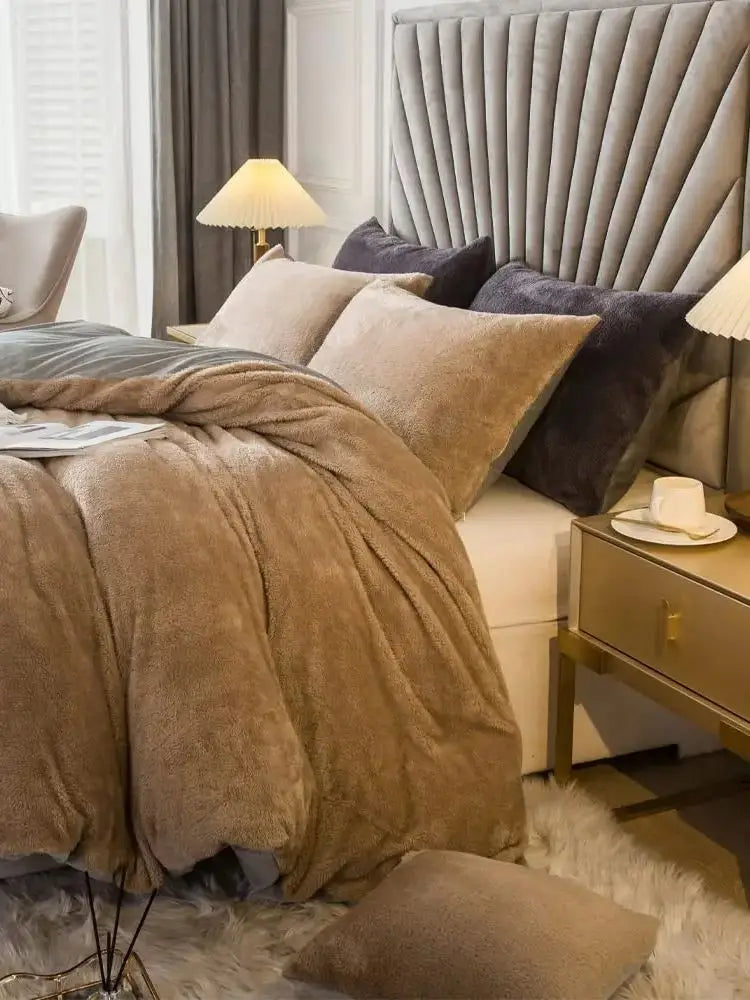 Velvet Shaggy Duvet Cover Set Ultra Soft Bedding 2pc 3pc