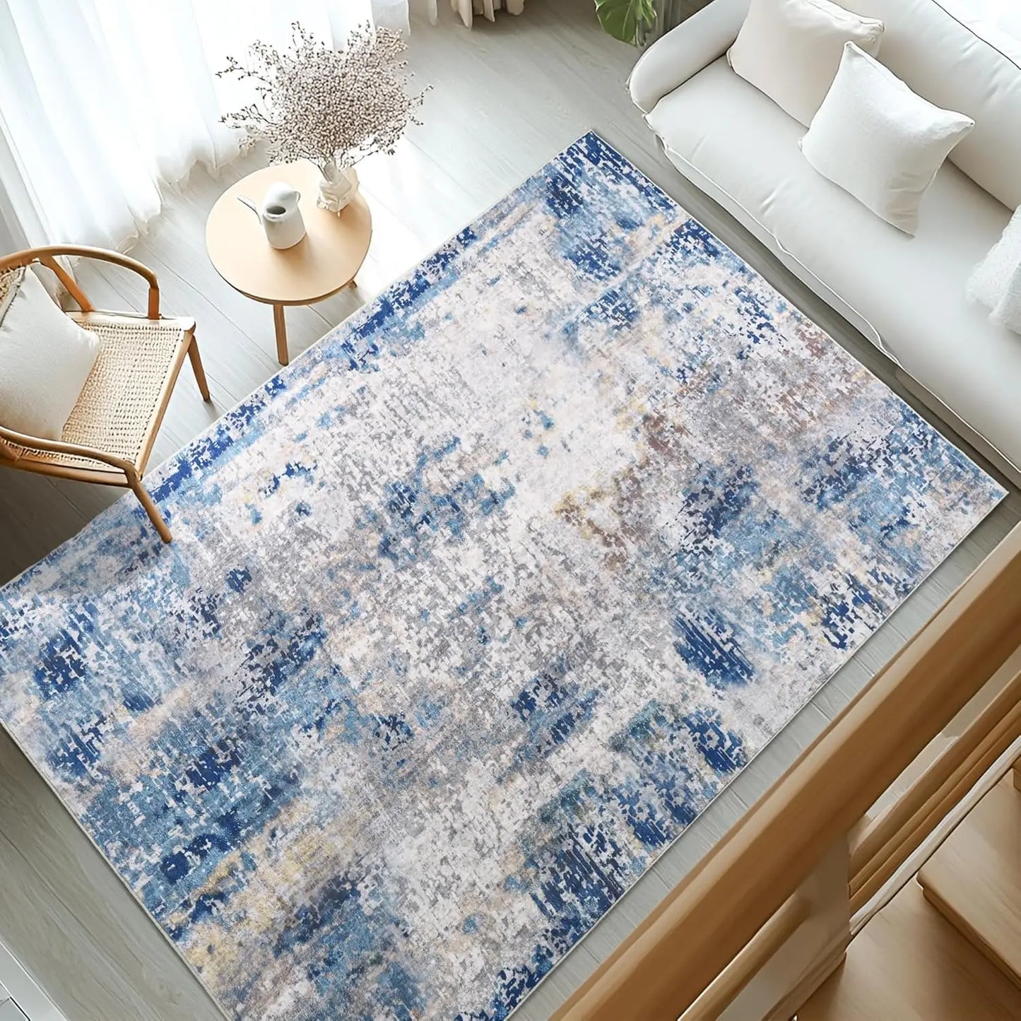 Living Area Rug Modern Abstract Non Slip Machine Washable