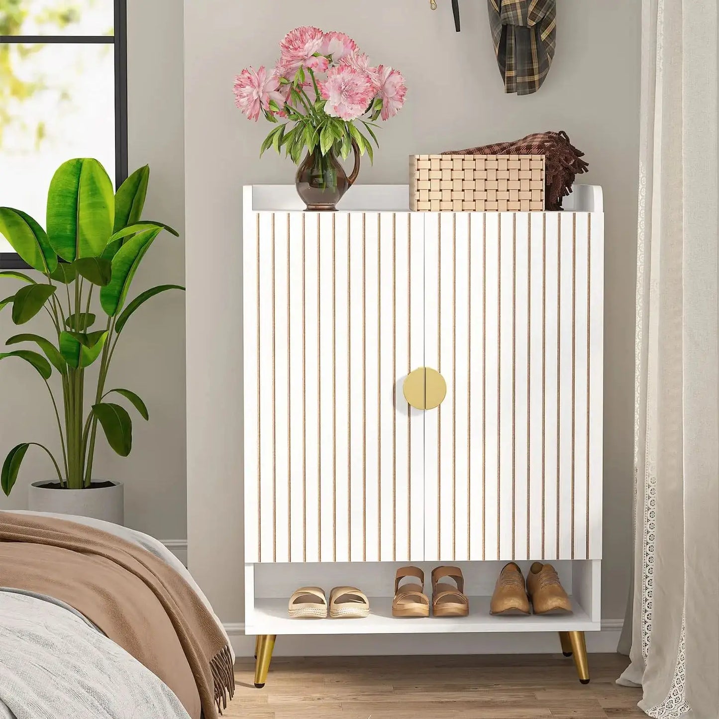 Tribesigns 6 Tier Shoe Cabinet Doors And Adjustable Shelves