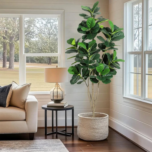 Artificial Fiddle Leaf Fig Tree FourFt FiveFt SixFt Tall Pot