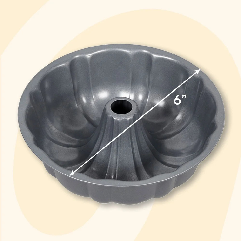 Non Stick Bundt Pan 6Inch Fluted Tube Oven Safe 450F