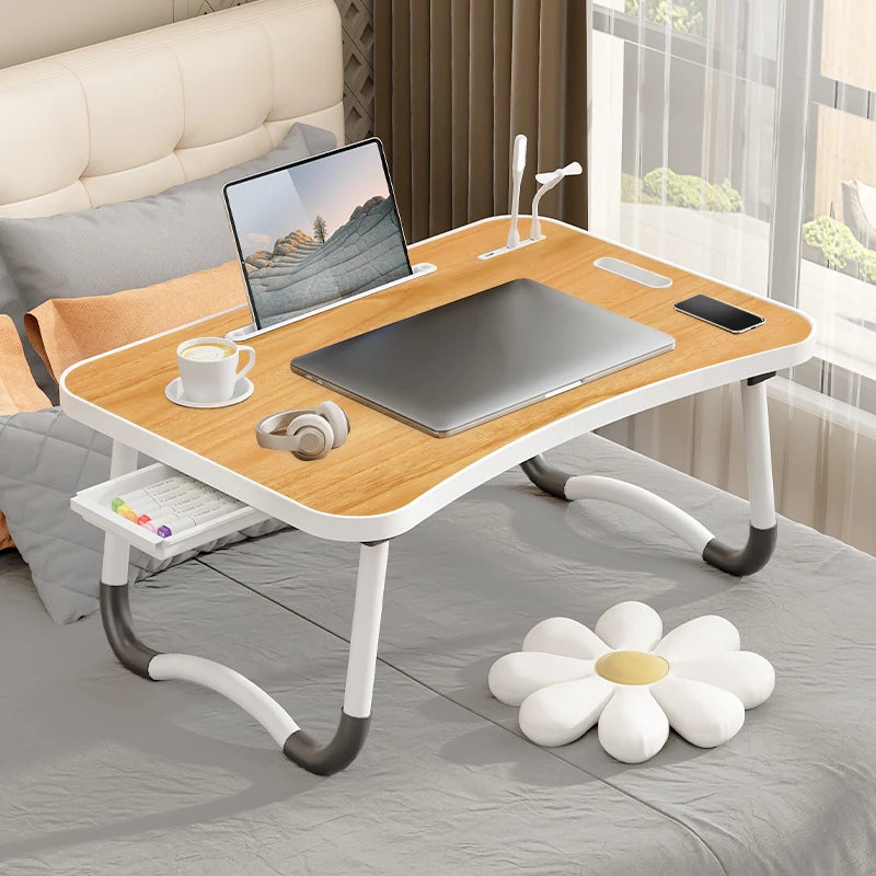 Foldable Laptop Desk With USB Light Small Fan Cup Holder