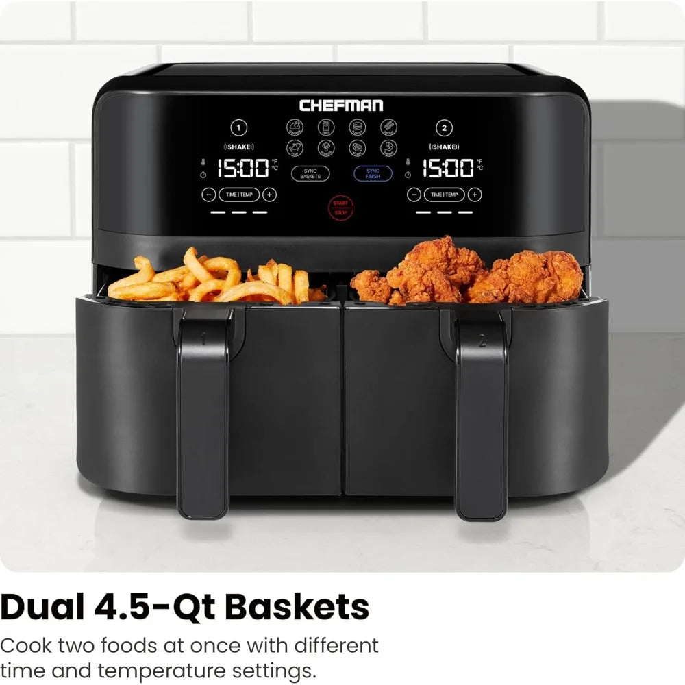 Dual Air Fryer With Double Basket Capacity Digital Controls