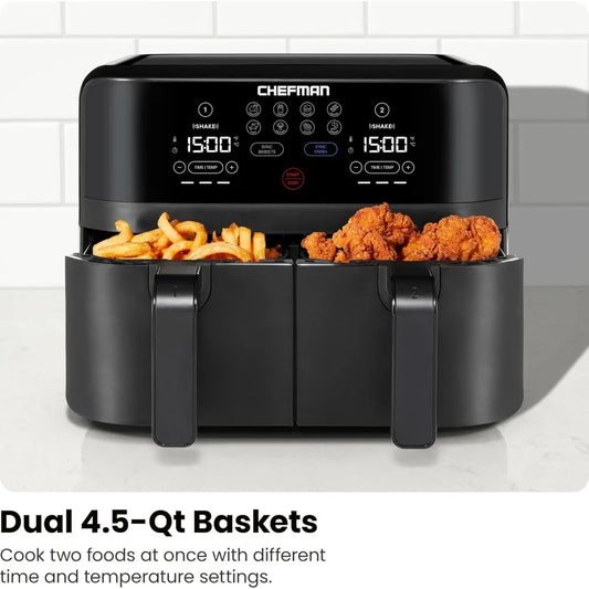 Dual Air Fryer With Double Basket Capacity Digital Controls