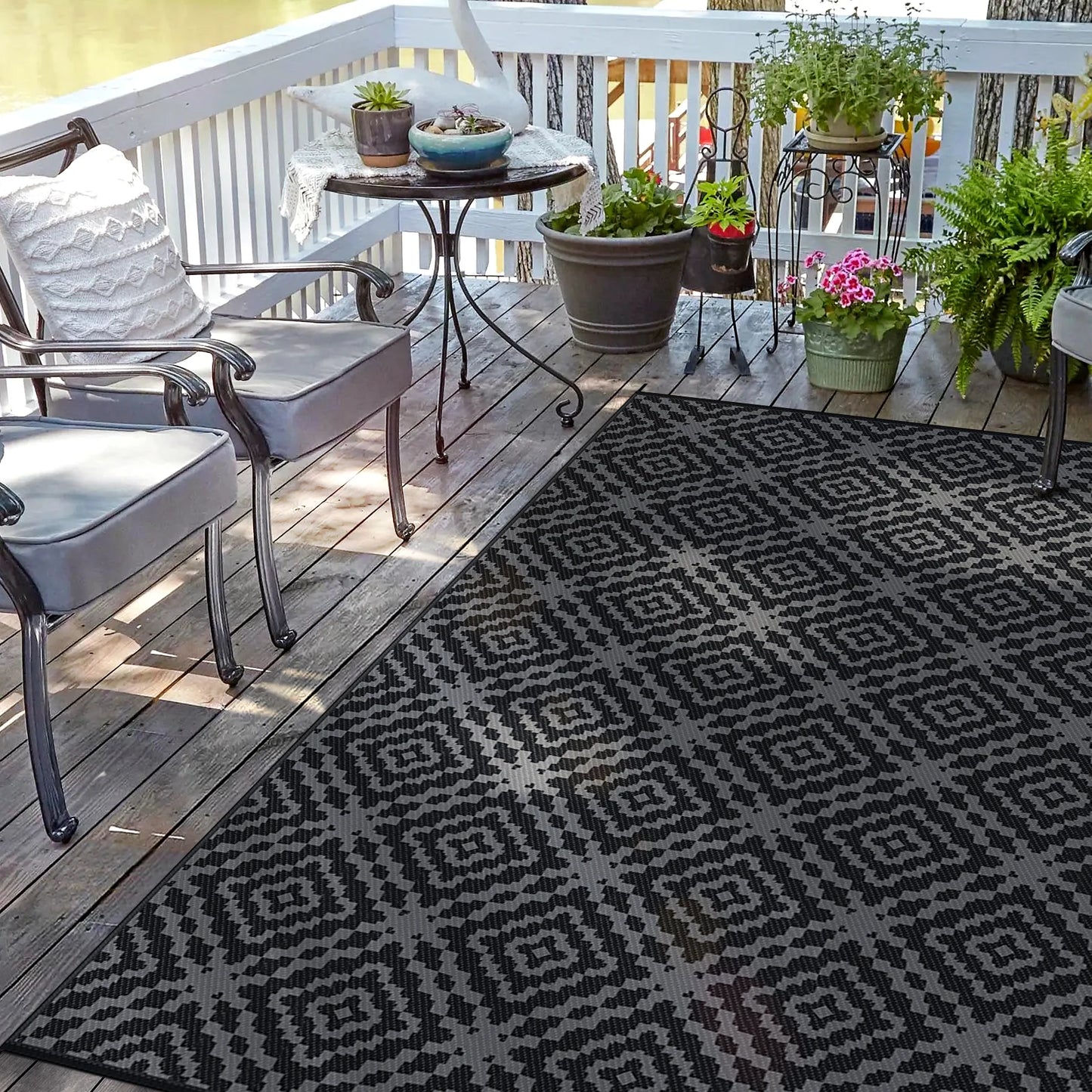 Waterproof Outdoor Camping Rug 6x9FT Reversible PVC Mat