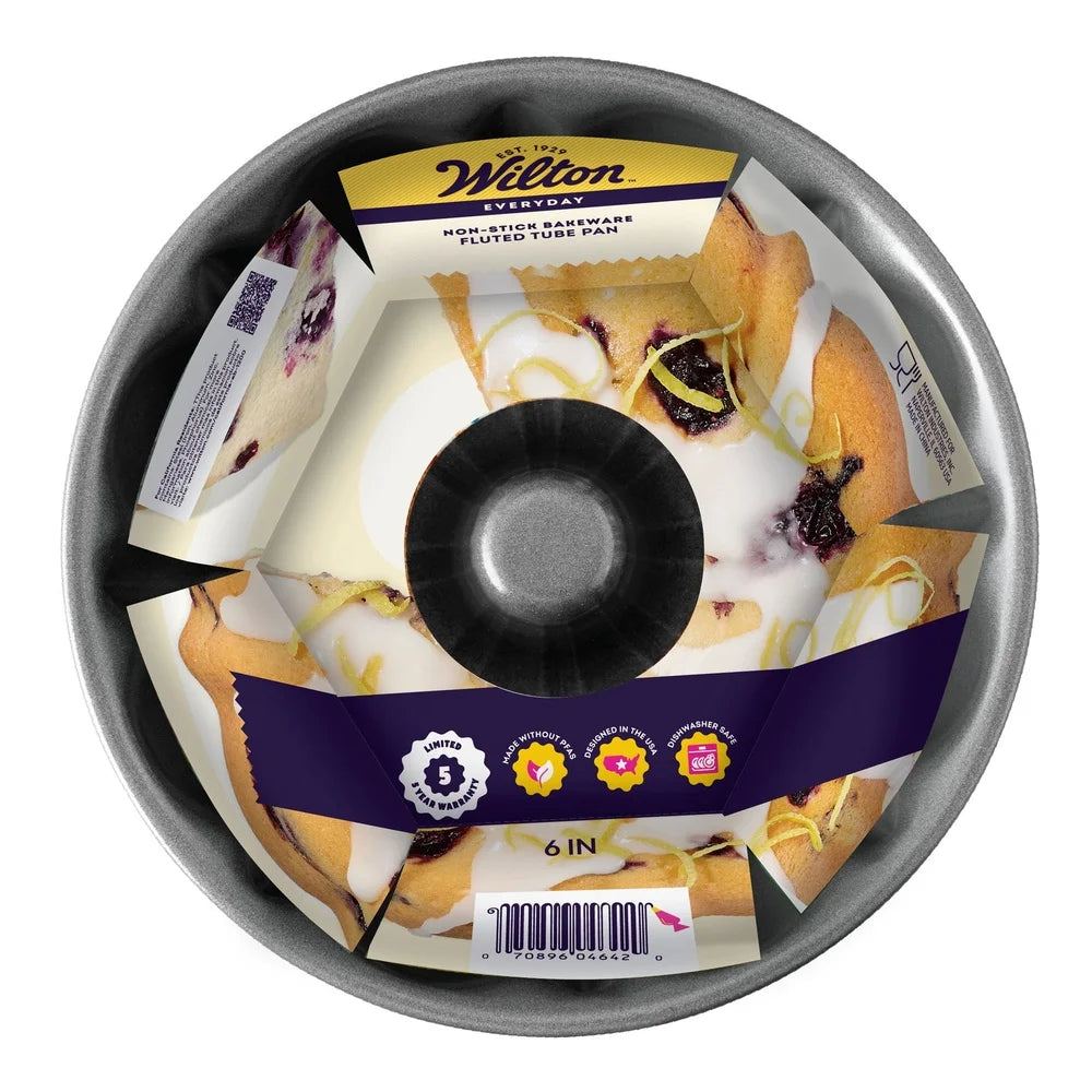 Non Stick Bundt Pan 6Inch Fluted Tube Oven Safe 450F