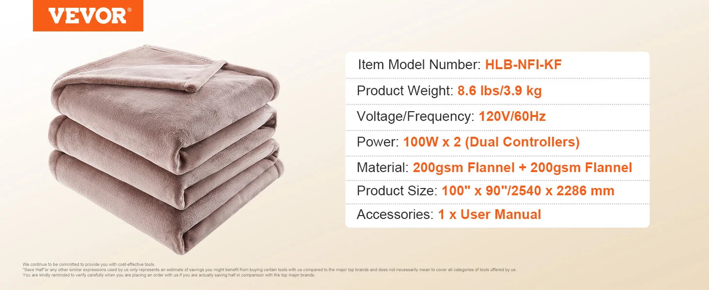 SucceBuy King Size Heated Blanket 100 By 90 Timer Auto Off