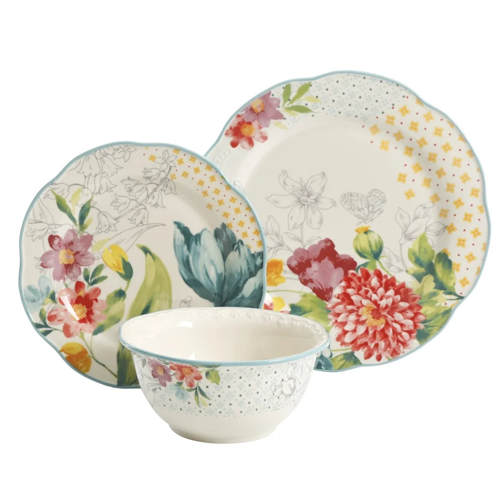 Blooming Bouquet Stoneware Dinnerware Set Floral Pattern
