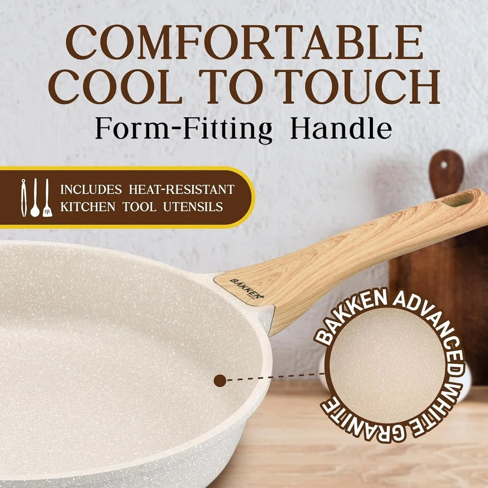 20-Piece Granite Non-Stick Cookware Set Eco-Friendly Kitchen Essential All Stoves Oven-Safe Durable Heat Distribution Easy Clean