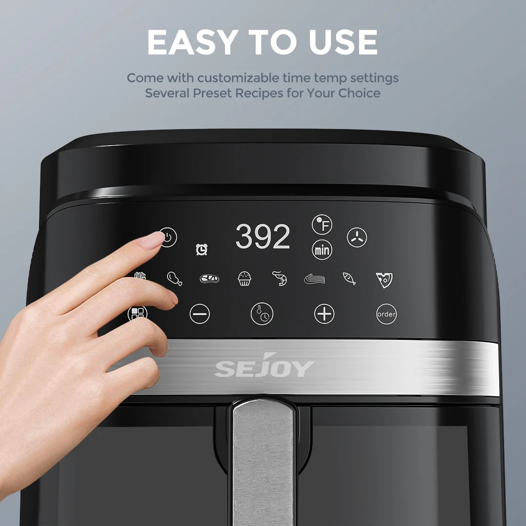 Sejoy 6 Qt Electric Air Fryer 360Degree Baking Oil Free
