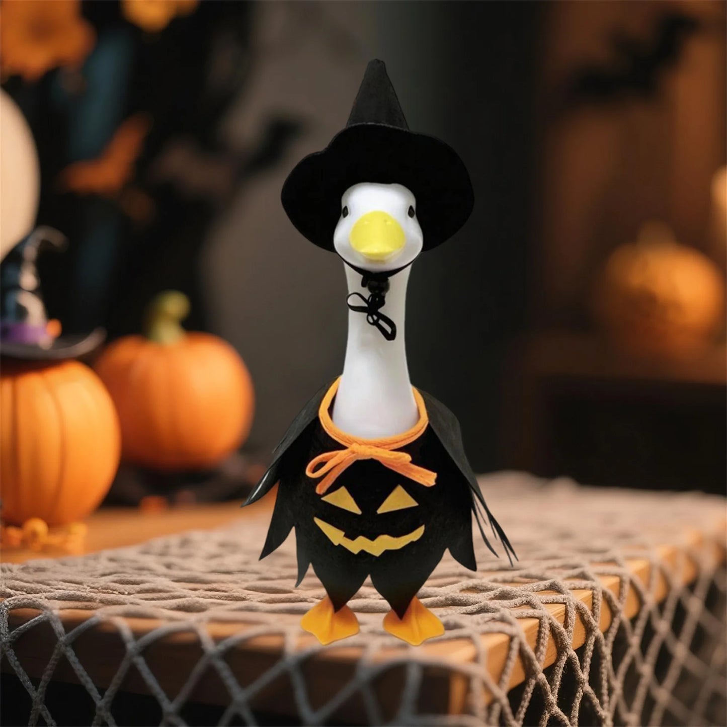 Halloween Porch Goose Outfits Ghost Costume and Hat Goose Statue Clothes Garden Decoration for Spooky Season